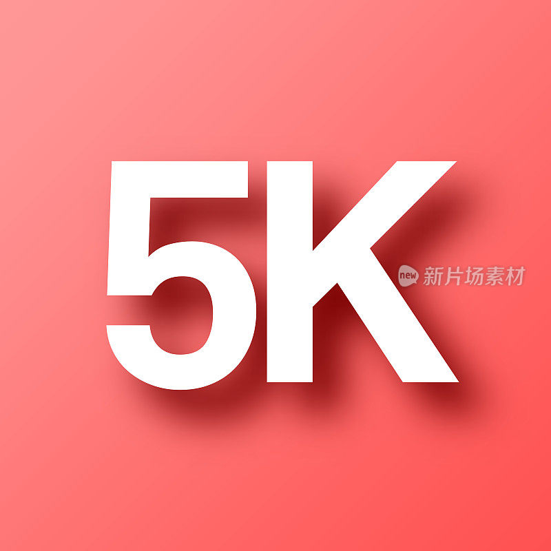 5K, 5000 - 5000。图标在红色背景与阴影